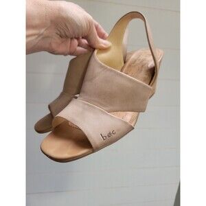 B.O.C Womens Emelia Block Heels Taupe Slip On Slingback Sandals Size 7M